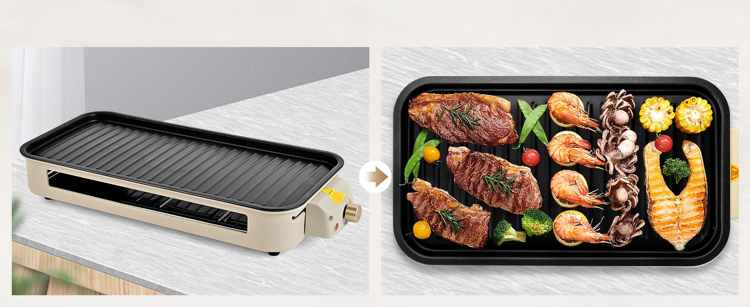 Pukomc Electric Indoor Grill,2 in 1 Indoor Grills for Kitchen with Grill Net & Non-Stick Cooking Removable Plate, Temperature Control, Dishwasher Safe, 1800W Smokeless barbecue Universal Griddle Pukomc Electric Indoor Grill,2 in 1 Indoor Grills for Kitchen with Grill Net & Non-Stick Cooking Removable Plate, Temperature Control, Dishwasher Safe, 1800W Smokeless barbecue Universal Griddle