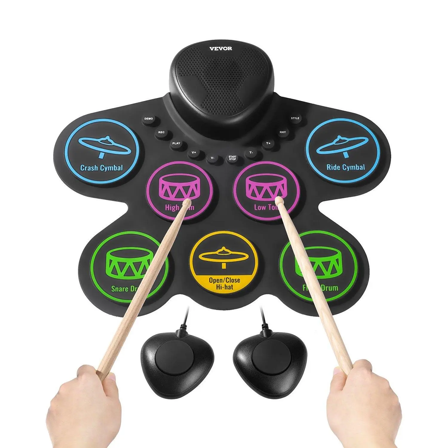 VEVOR Electric Drum Set 7-Pad with Headphone Jack Pedals Speaker for Beginners & Kids