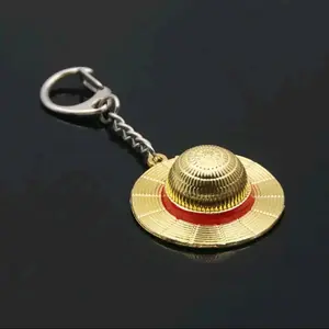 One Piece Luffy Hat Keychain - Metal Monkey D. Luffy Accessory