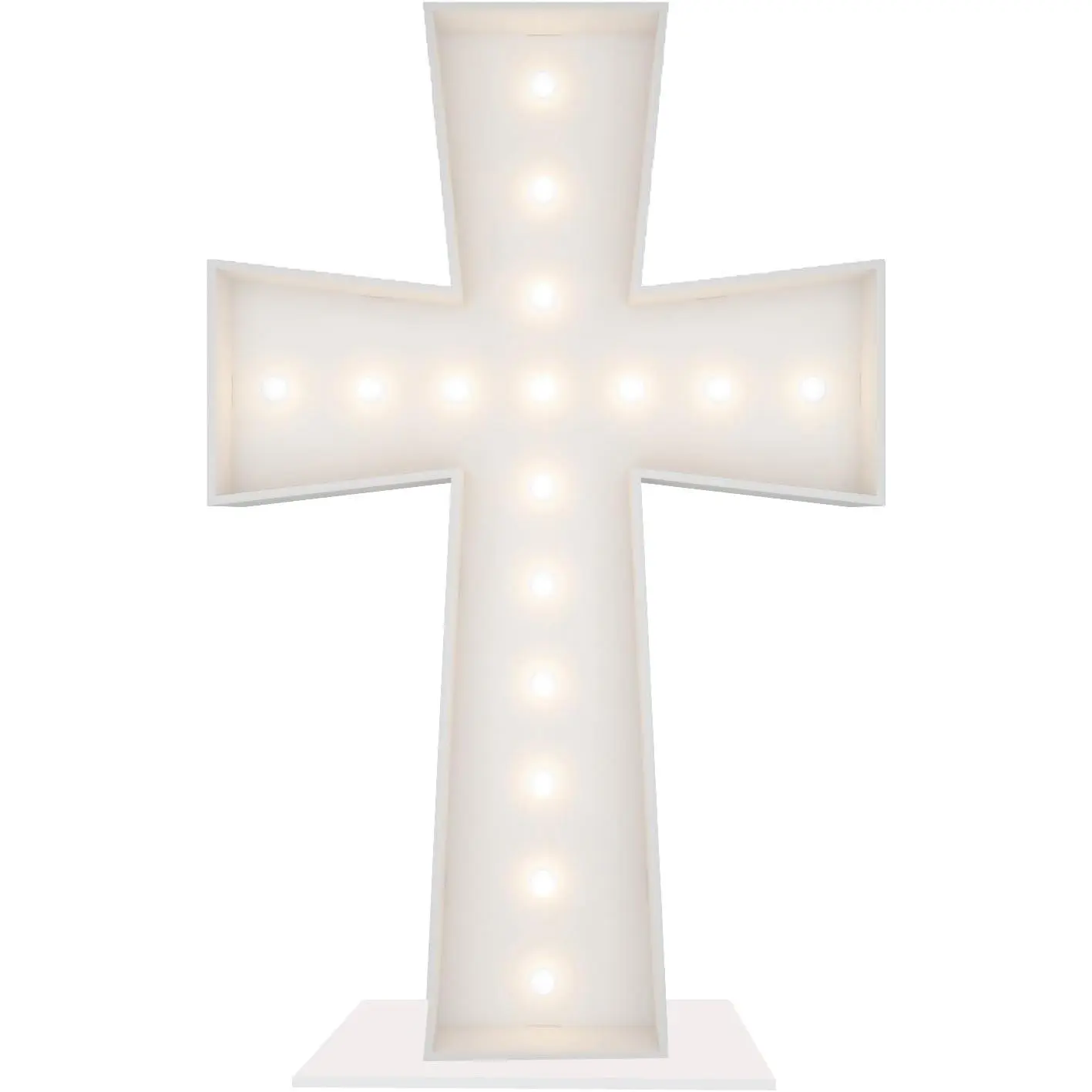 3FT LED Lighted Marquee Cross - Foam Board Frame with Corresponding Labels, Tape & Cross Balloon, Indoor Outdoor Religious Home Festive Decor for Christmas, Baptism Parties