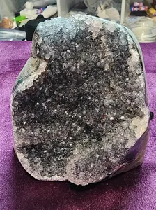 Black Amethyst Protection Cluster 1.7 lb Psychic Shield Stone Natural Healing Crystal for Energy Balance