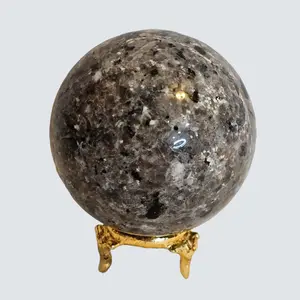 Yooperlite Crystal Sphere 68mm Diameter 2 Pounds Natural Gray Fluorescent Grounding Energy UV Light Display for Truth Seeking and Earth Connection