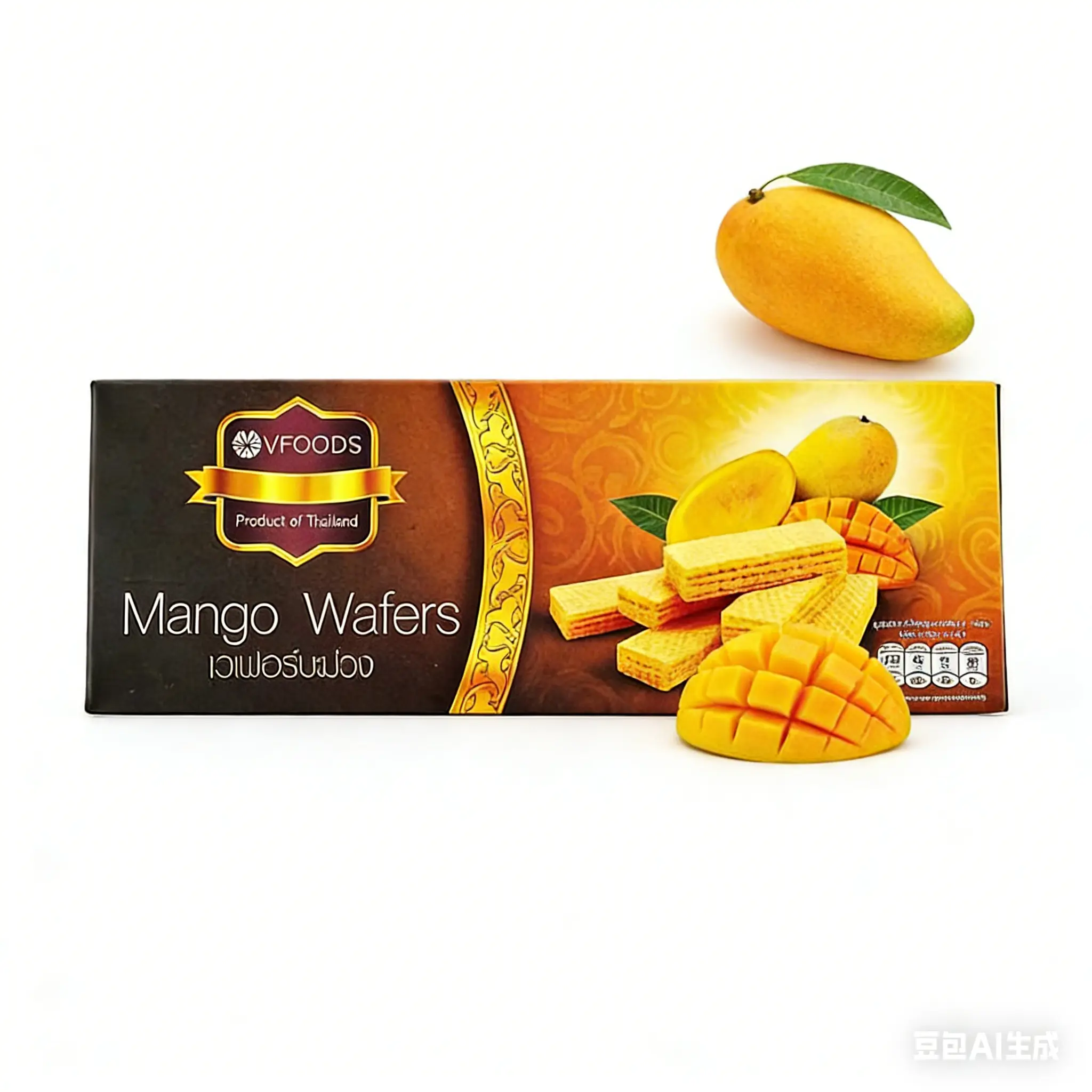 VFOODS Thai Mango Wafer Rolls 120g - Crispy Snack, Sweet Tropical Treat, Perfect Gift