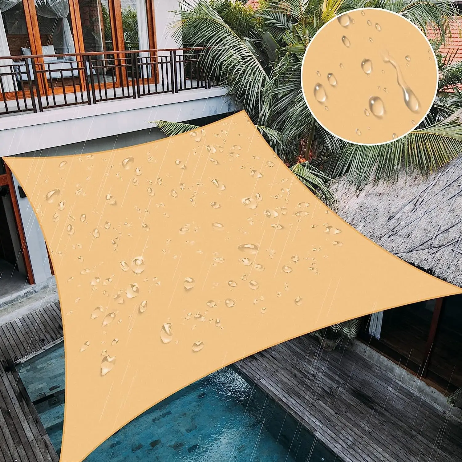 Waterproof Sun Shade Sail UV Block Canopy Awning Mesh Shade Umbrella for Backyard Pool Pergola Kit Deck Patio Cover Garden Carport Outdoor Activities