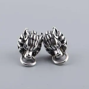Retro fashion personality wolf head earrings hip hop punk trend niche Halloween party accessories
