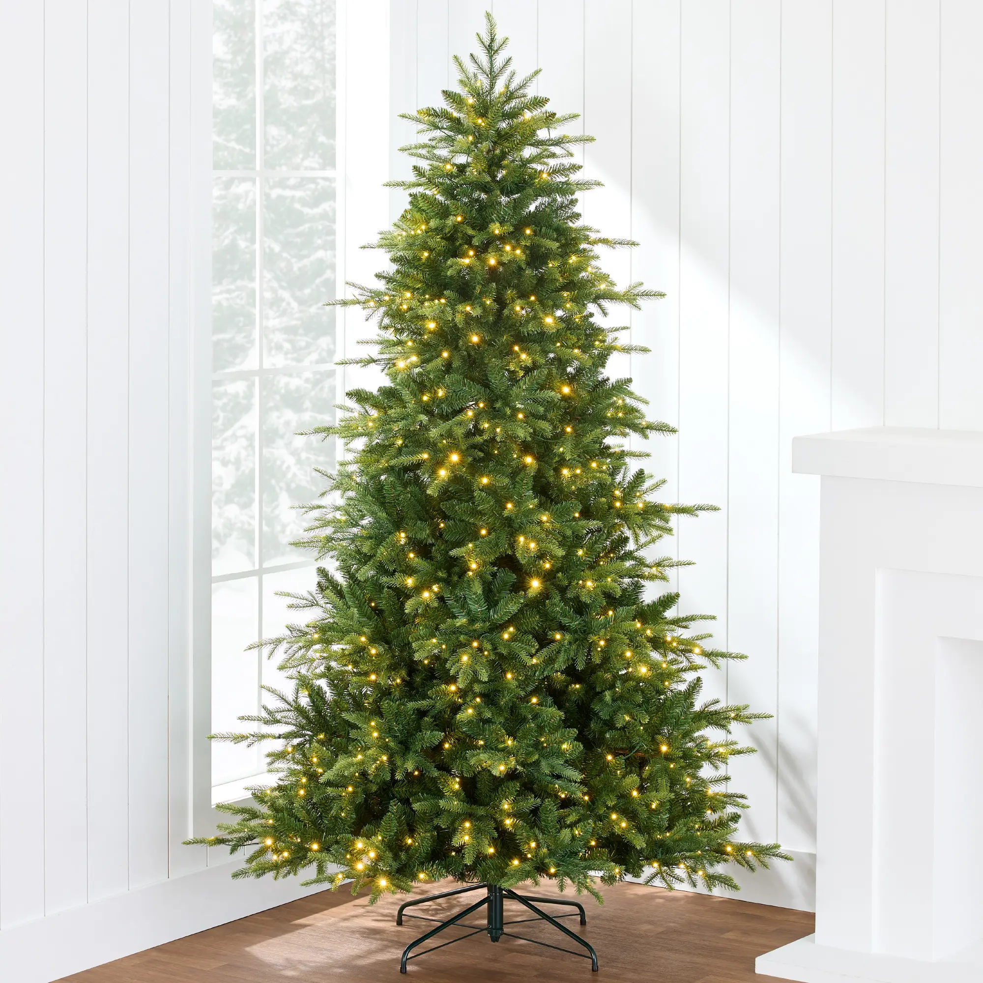 Best Choice Products Pre-Lit Aspen Noble Fir Christmas Trees, Full, Flocked & Non-Flocked, 2-in-1 LED Lights, Multiple Sizes