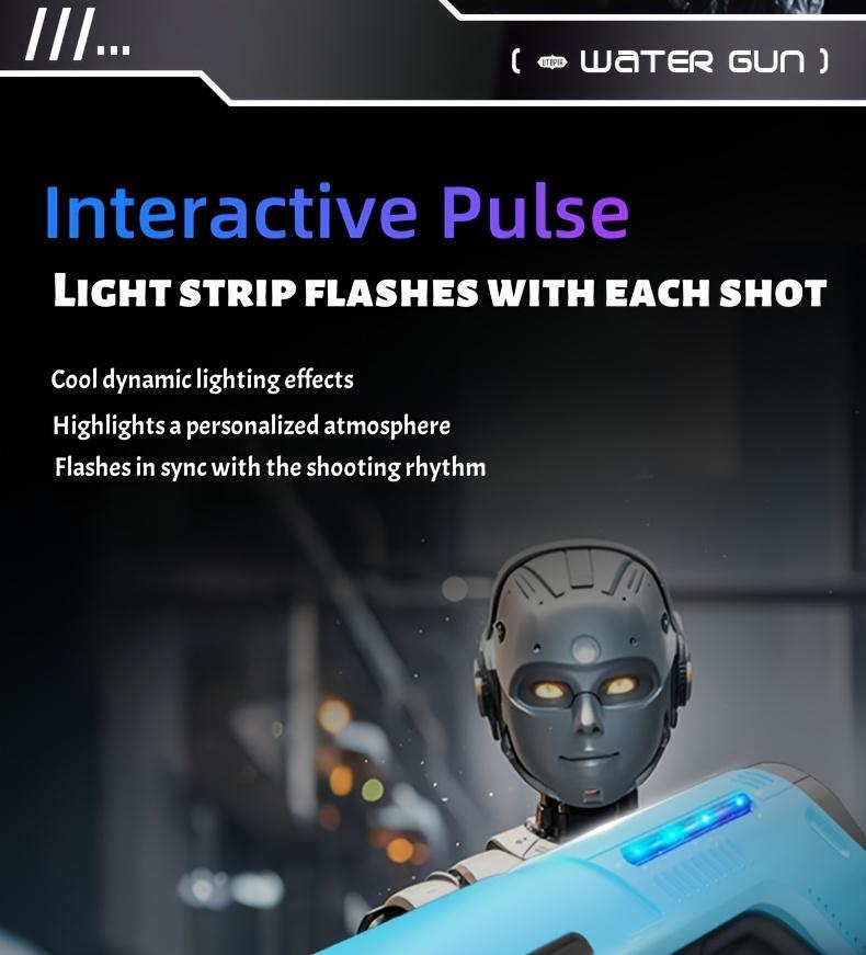 Auto-Fill Electric Water Gun, Pulse Jet Squirt Gun with LED Light Show, 40ft Long Range Rapid-Fire Water Blaster, USB Rechargeable Large Tank Waterguns for Kids & Adults, Adult Water Gun for Pool Beach Backyard