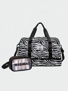 Fashionable casual retro shoulder bag, simple texture daily versatile travel bag, niche design letter zebra pattern crossbody bag, suitable for short distance travel, fitness, sports and business trips