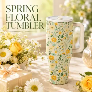 1 Pc 40oz Floral Insulated Stainless Tumbler Mug, Double Wall, Leak-Proof, Keeps Hot for 12hrs, Keeps Cold for 24hrs, Perfect for Travel, Gym, Office, Outdoor, Stylish & Durable, Ideal Gift for Mother's Day, Nurse's Day, Holidays, Drinkware, Flasks
