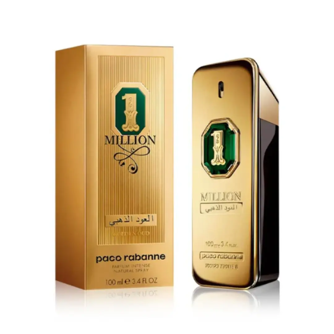 Paco Rabanne One Million Golden Oud Parfum Intense 3.4 oz | Men's Amber Woody Oud Fragrance with Saffron, Oud & Leatherc