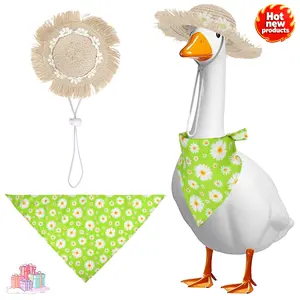 Spring/Summer Goose Outfit for 23" & 17" Lawn Porch Goose Statue - Cute Daisy Bandana & Hat | Garden Patio Decor (Goose Not Included)