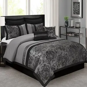 HIG 8 Piece Jacquard Floral Patchwork Comforter Set - Soft and Breathable, in a Bag