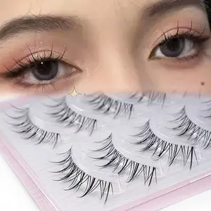 Anime Style False Eyelashes, Natural Wispy & Feather-light Lashes, Reusable Daily Set, All-day Comfort, K-beauty Makeup, Fluffy Volume Eyelashes, Cosmetic