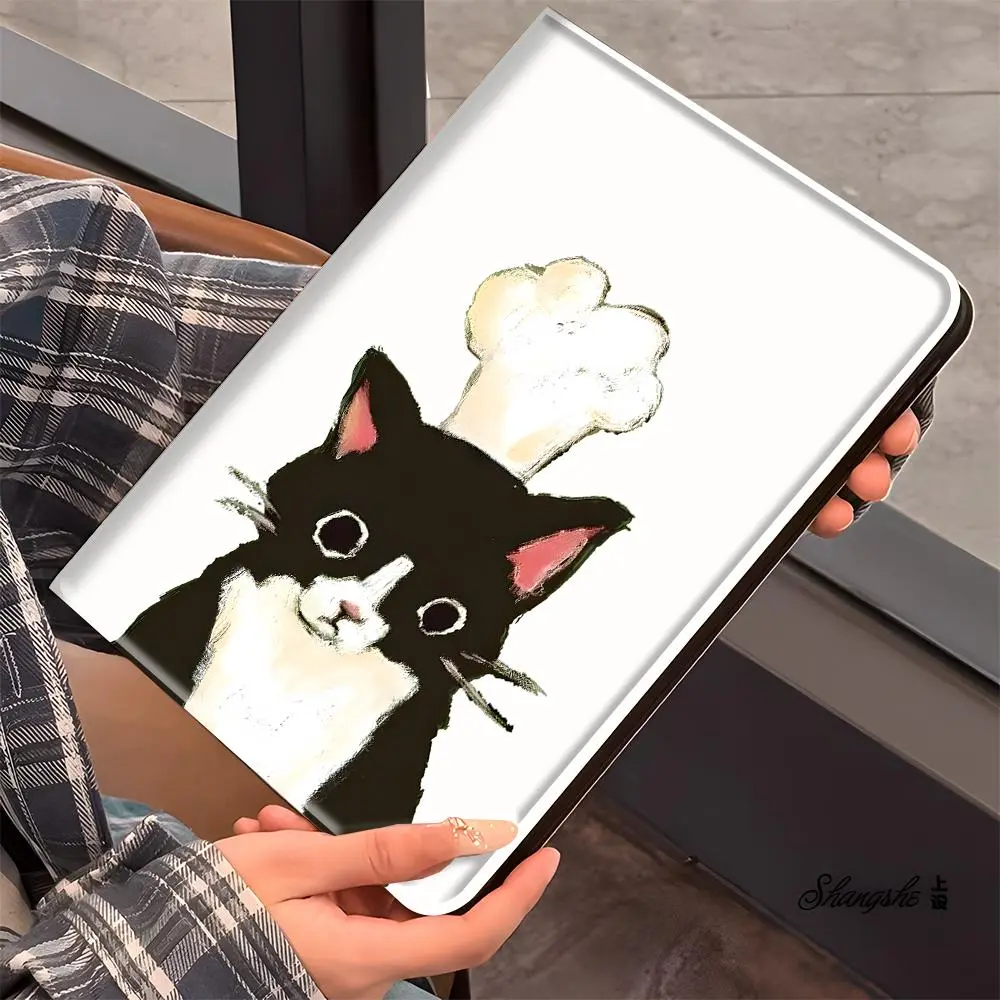 Charming Cat Chef Design iPad Book-Style Case for iPad Pro 2022 2021 2020 2019, Full Protection and Pen Slot for Office and School Use, Perfect Gift for Family and Friends