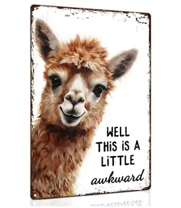 Funny Alpaca Metal Signs Farmhouse Bathroom Wall Decor Alpaca Lovers Gift 8 x 12 Inch with Quirky Quote for Cozy Spaces