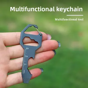 Multifunctional EDC Keychain Tool Card with Bottle Opener Screwdriver Hex Wrench Portable Mini Survival Gear for Outdoor Camping Hiking