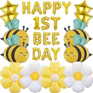 26 Pcs Bee and Daisy 1st Birthday Balloon Decorations, Bumblebee Theme Party Supplies for Baby Shower or First Birthday