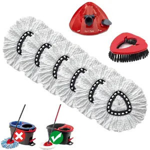 For O-Cedar EasyWring Microfiber Mop Refills 1 Tank System Spin Mop Head Set Pack Head & Scrub Brush Refill For Scrubbing Deep Cleaning