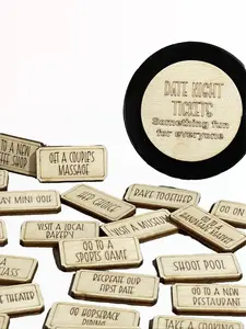 The Lantern Boutique Date Night Wood Tickets Jar - 36 Engaging Activities for Couples.  Makes for a great gift for any couple.