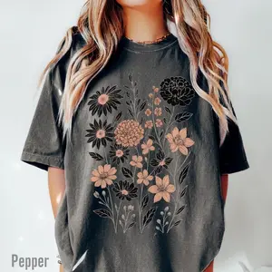 Comfort Colors Vintage Pressed Flowers TShirt Botanical Floral Tshirt Boho Cottagecore Tee Wildflowers Floral T-Shirt Gift for Gardener