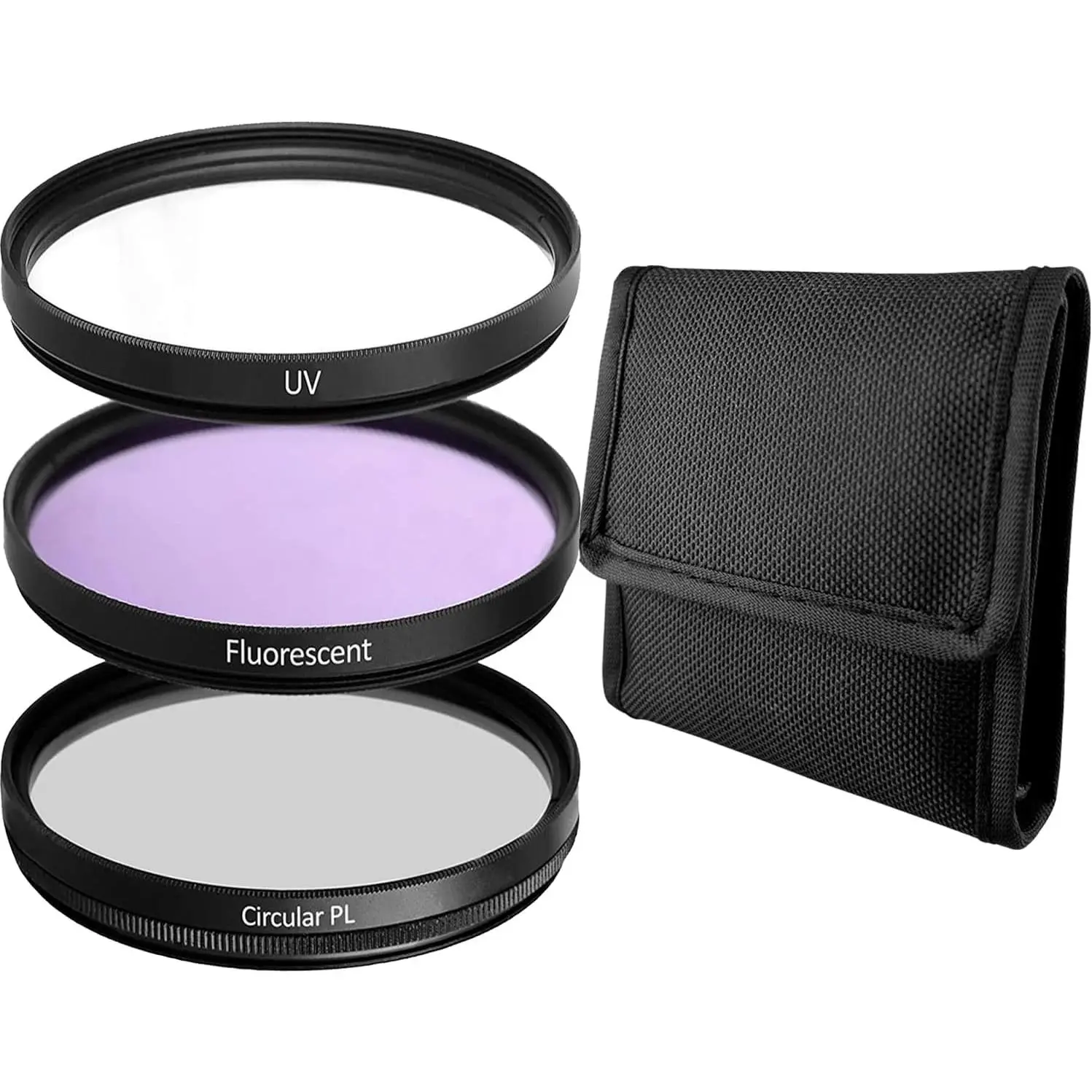 52MM Lens Filter Kit Bundle Pro, Includes CPL, UV, FL-D (Polarizer, Fluorescent) Universal for Camera Lens + Travel Case