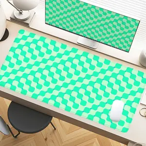 Geometric Green Square Desk Pad Gaming Mousepad XXL Mouse Pad For Laptop Desk Mouse Pad Extra Large With Non-Slip Rubber Base Stitched Edges Surface For PC Gamers Office Workers & Home Use Holiday Gift Idea