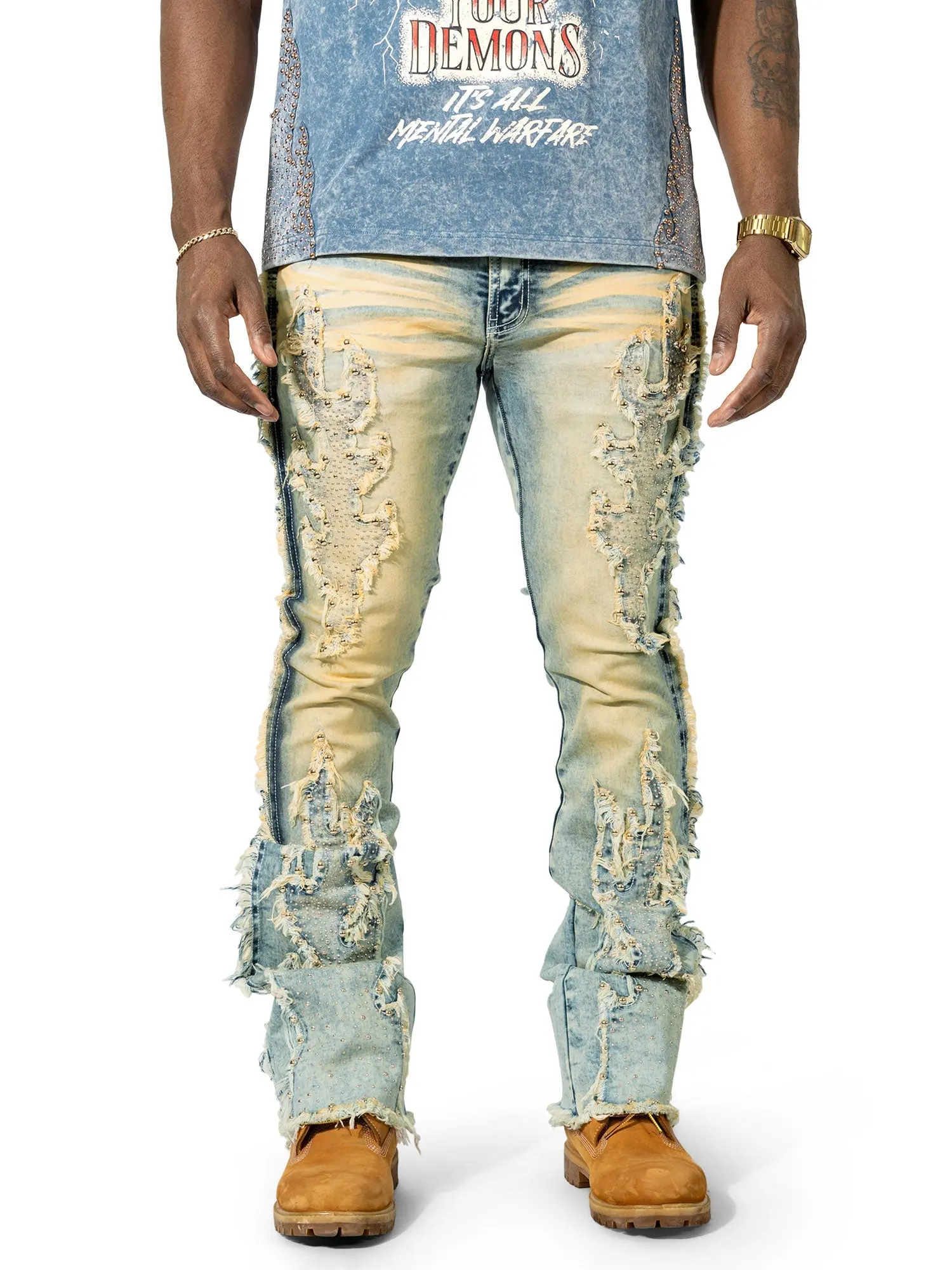 Makobi Tesoro Stacked Jeans in Blue - M1959