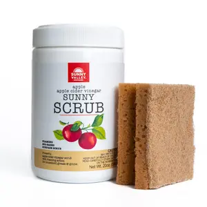 Sunny Scrub Scouring Powder with Foaming Action and Coconut Fiber Sponge Non Abrasive for Gentle Cleaning Tasks