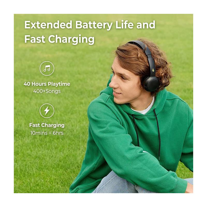 Edifier WH500 Wireless On-Ear Headphones with Foldable Lightweight Design and Solid Bass, Bluetooth Headset with Microphone, 40H Music Playtime and Custom EQ via App for Home Office Travel (Black) Electronic Audio headphones bluetooth