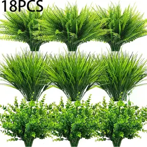 18pcs UV-Resistant Artificial Boxwood Shrubs, Fake Greenery for Indoor Outdoor Decor, Patio Lawn Garden Office Wedding Farmhouse, Artificial Boxwood Hedge
