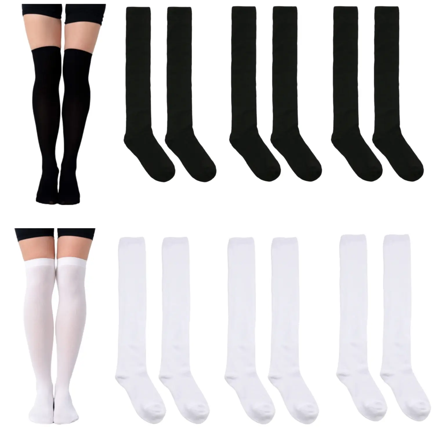 6/3 Pairs Women's Elegant Thigh-High Over-the-Knee Socks,Extra Long Boot Stockings Set,Women Leg Warmer Sock of Daily,Hang Out,Travel,Halloween Christmas Party Gifts