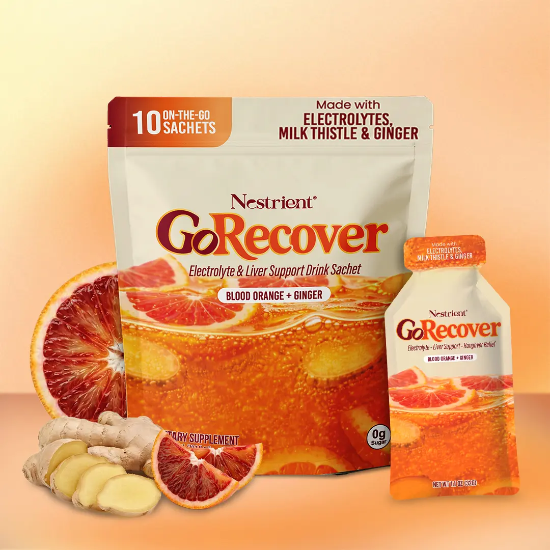 GoRecover, Electrolyte Packets, Liver Support, Milk Thistle & Ginger, Sugar-Free Hydration, Morning Recovery | Nestrient, Healthcare, Natural, Vitamin, Drink, Organic, Bathroom, Gift for Father's day, Mother's day,Sugar-Free Hydration,Morning Recovery
