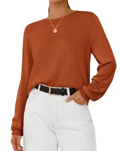 BTFBM Sweaters for Women 2026 Fall Fashion Crew Neck Long Sleeve Ribbed Knit Lightweight Pullover Casual Loose Fit Tops