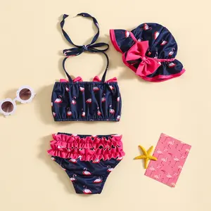 Baby Girls Three Piece Swimsuits, Summer Halter Bikini Set Beachwear Bathing Suits