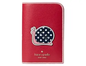 Kate Spade Enchanted Forest Snail Leather Travel Passport Wallet, Red