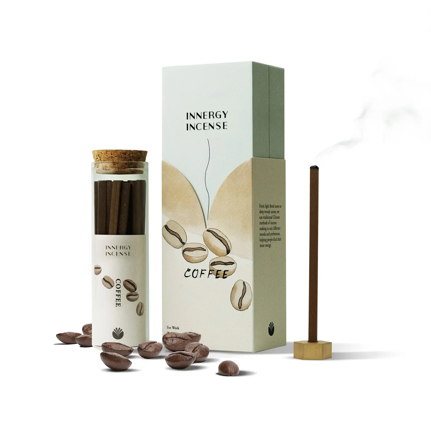 Innergy Coffee Aroma Incense Sticks, Natural Gourmet Blend, 35 Min Burn Time Home Fragrance