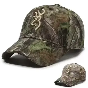 Neutral camouflage baseball cap with deer logo, adjustable outdoor sports cap suitable for hunting, fishing, and hiking, breathable and sun resistant headbandRAIMENTRY
