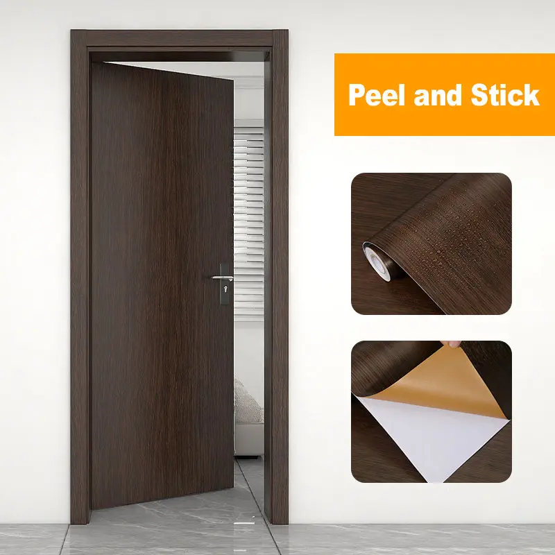 Walnut Wood Grain Sticker,Faux Wood Wallpaper,Removable Wood Grain Contact Paper Peel and Stick , Easy to Install Self-Adhesive Decorative Vinyl Film Wall Paper,Furniture Renovation Wood Veneer