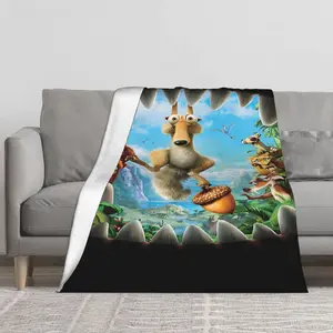 Ice Age Movie-Themed Fleece Blanket - Soft Flannel All-Season Bedspread with Sid, Manny & Diego Characters, Cozy Throw for Bed, Couch, or Floor, Perfect Gift for Fans, Boys & Girls, Contemporary Style with Vibrant Ice Age Print, Ideal for Living Room, Bed