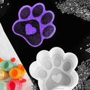 2pcs Paw Print Heart Freshie Soap making mold, Full Silicone Car Freshie Mold For Freshies Making Aroma Bead Soap Candle Wax Melt Resin Silicone Mold DIY Handmade