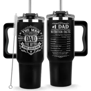 [MADE IN US] Father's Day Essential 40oz Insulated Tumbler, Stylish Stainless Steel Coffee Cup for Dads of All Ages, Versatile Gift Option from Daughter Son and Kids, Great Birthday Present for Papa and Step Father