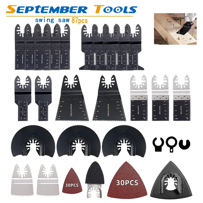 87-Piece Oscillating Multi-Tool Replacement Blades Kit, Multi-Use Cutting Handsaw Blades for Wood and Metal Cutting