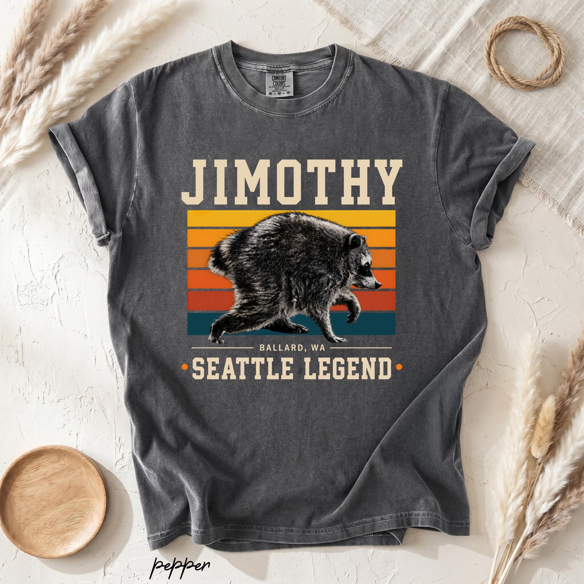 Comfort Colors Jimothy Seattle Legend T-Shirt, Ballard WA Raccoon Graphic Tee, Retro Trash Panda Wildlife Shirt, Funny Animal Lover Gift