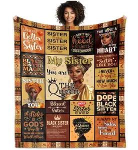 Ultra Soft Flannel Throw Blanket, Black Sister Inspirational Design, Cozy Warm Blanket for Couch Bed Sofa, Aesthetic Room Decor, Positive Affirmation Gift