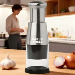 Portable Garlic Press and Kitchen Small Tools, Garlic Crusher Cooking Utensils Transparent Girly Kitchenware，Kitchen Press Type Vegetable Slicer, 1 Stainless Steel Garlic Crusher