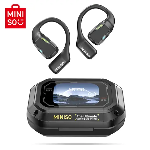 MINISO M98 Open-Ear Headset - Built-in Bluetooth 5.4 Wireless Headphones, 40 Hours Playtime, 20kHz Crystal Highs, Titanium Domes, Touchscreen, Full Color Display, Built-In Mic, Waterproof, Fast Charging, Cool Gadgets, Unique Gifts for Man