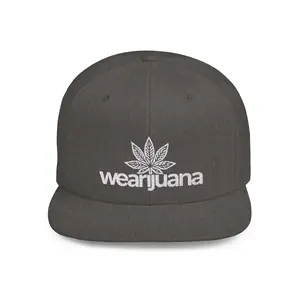 Stitched Cannabis Inspired Flat Bill Snapback - High Fashion - 420 Style - Workout - Fun Hat - Sun Hat - Baseball cap black hat