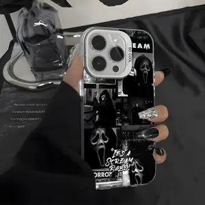 Frosted Drop-Proof Acrylic All-Inclusive Scream Ghostface Horror Black Case for iPhone 11 12 13 14 15 16 Pro Max Plus Premium Feeling.QXD306.designer,case Shockproof Protector Durable Cover