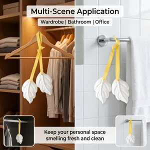 2Pcs European Classic Leaf-Shaped Aroma Diffuser Stones, Plaster Car Aroma Diffuser Slice Hanging Ornaments, Valentine's Day Gift, Flameless Fragrance Diffuser Stones for Bedroom & Wardrobe