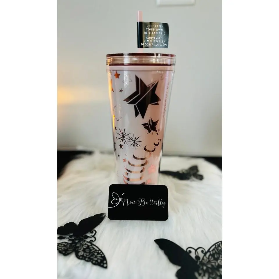 2023 Christmas Collection AUTHENTIC NEW STARBUCKS Moon and Stars Cold Cup Tumbler with Customizable Lid***Limited Edition Holiday Tumbler*